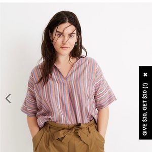 Madewell XL Courier Button-Back Shirt in Rainbow Stripe